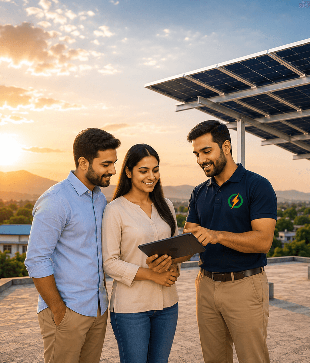 Happy customers with solar